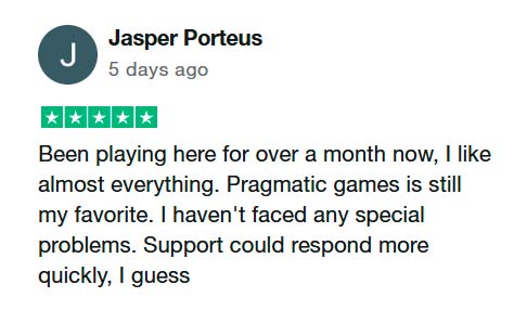 Five-star casino review mentioning Pragmatic games